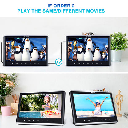12" Car DVD Player with HDMI Input Headphone and Mounting Bracket 10.1 inch HD Screen Support Sync Playing Last Memory Region Free
