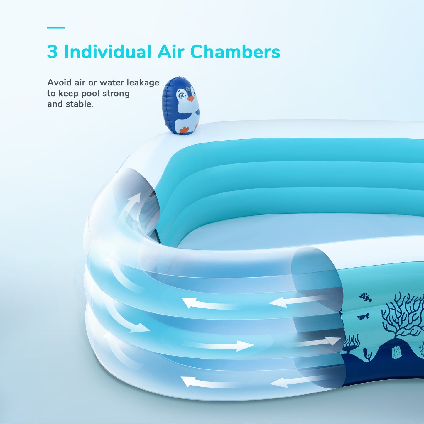 97" x 90" x 30" Inflatable Pool, Family Full-Size Blow up Pools with Backrest and Seat, Lounge&nbsp; Pool for Kiddie, Adult, Infant, Toddlers, Indoor, Outdoor, Garden, Backyard, Water Party