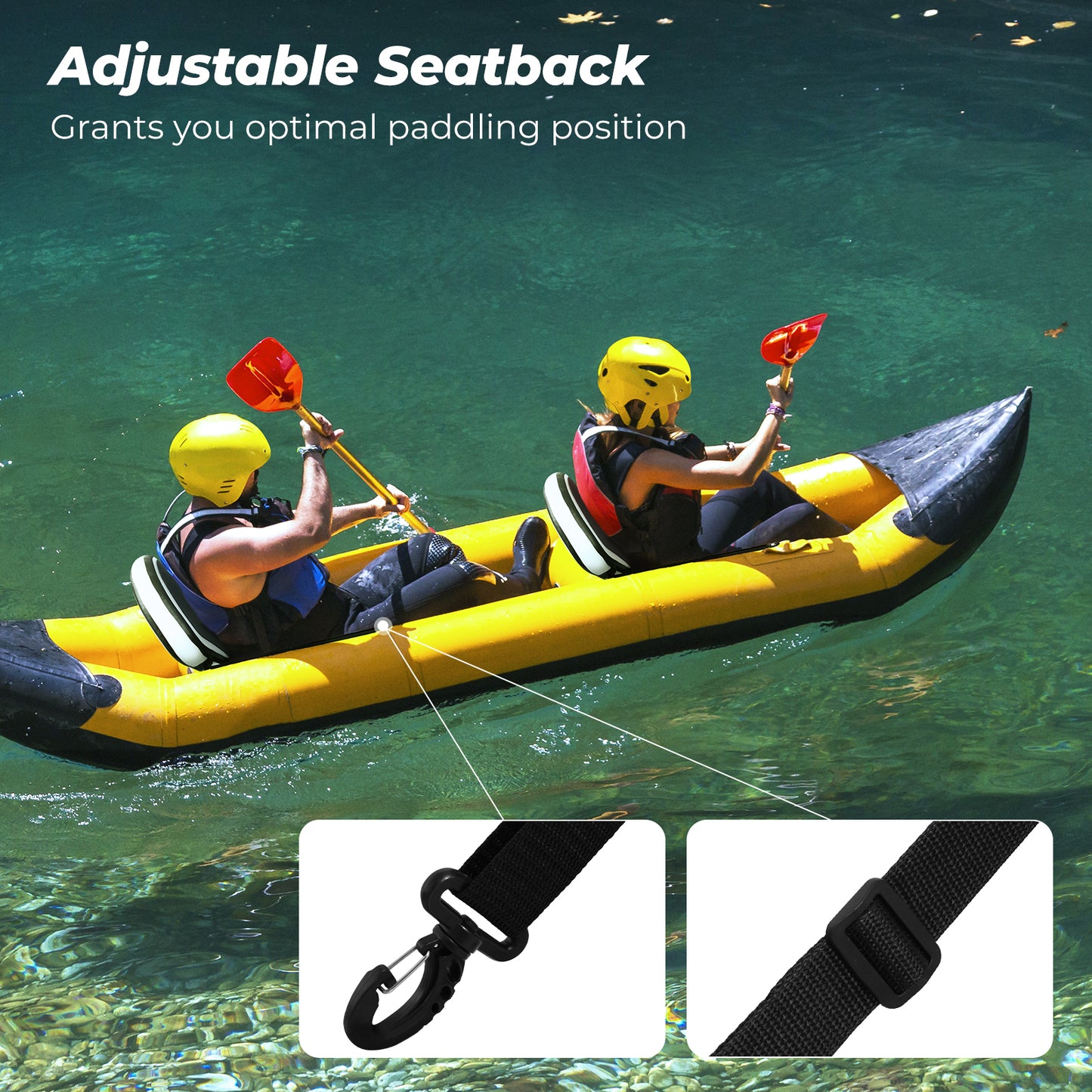 OXYGIE Inflatable Kayak/Boat Seat with Back Support, Adjustable Seat for Sit on Top Kayaks, Compatible for Stand up Paddle Board