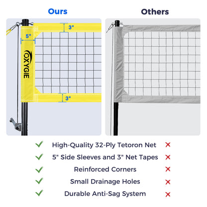 OXYGIE 32 x 3 ft Volleyball Net Set for Backyard, Aluminum Adjustable Pole, Volleyball, Pump