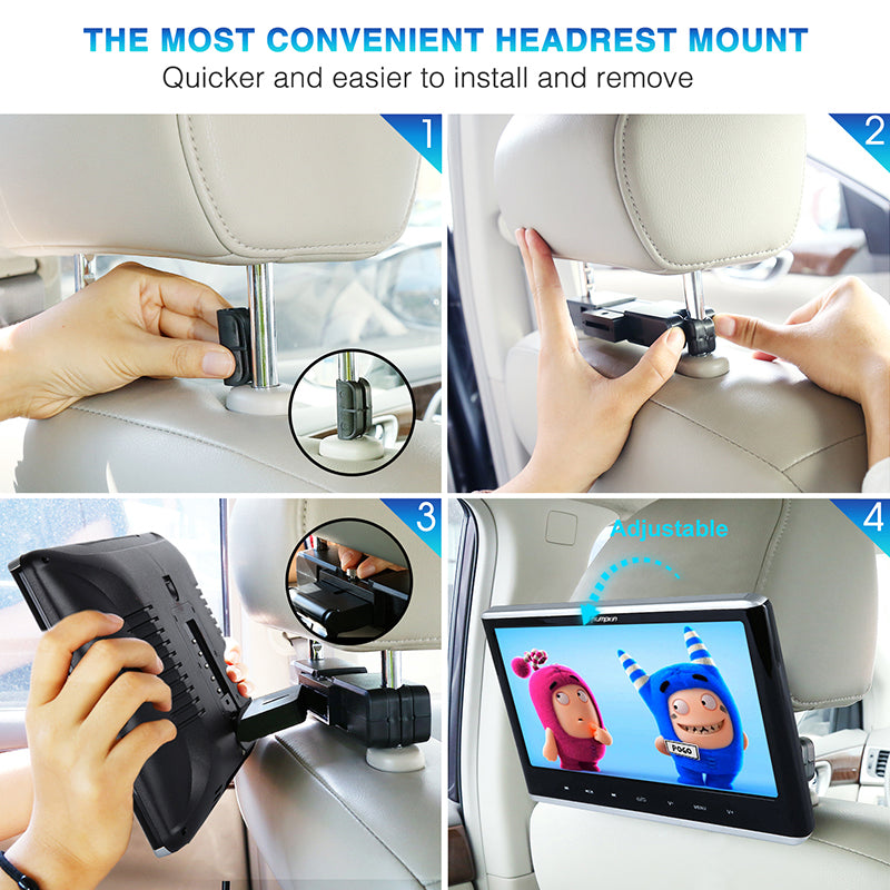 12" Car DVD Player with HDMI Input Headphone and Mounting Bracket 10.1 inch HD Screen Support Sync Playing Last Memory Region Free