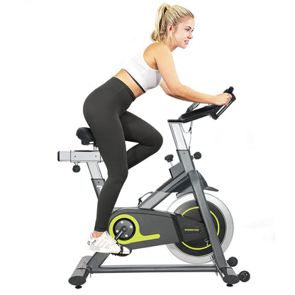 Magnetic Indoor Stationary Cycling Exercise Bike with Adjustable Magnetic Resistance Belt Drive Bicycle and Comfortable Seat