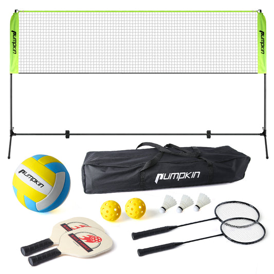 Volleyball & Badminton 17 ft Durable Combo Set with Adjustable Aluminum Pole